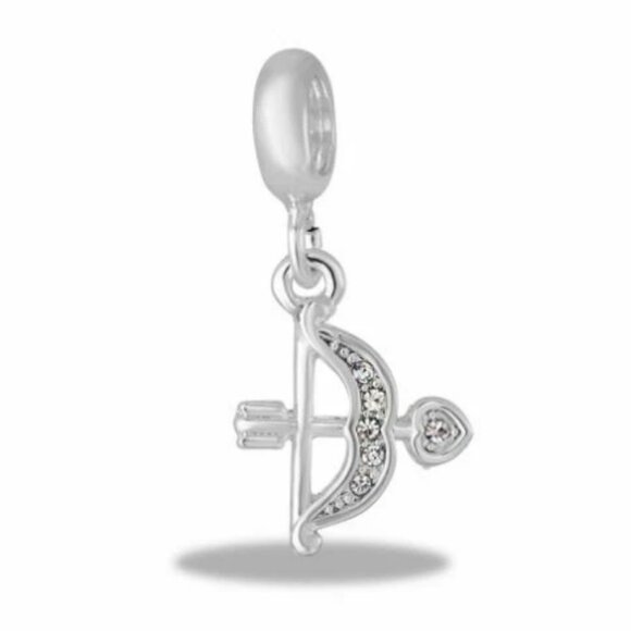 DaVinci Charm Bracelet 8.25" w/ 7 Beads - Valentine's Day Hearts Cupid Red CZ - Picture 4 of 4